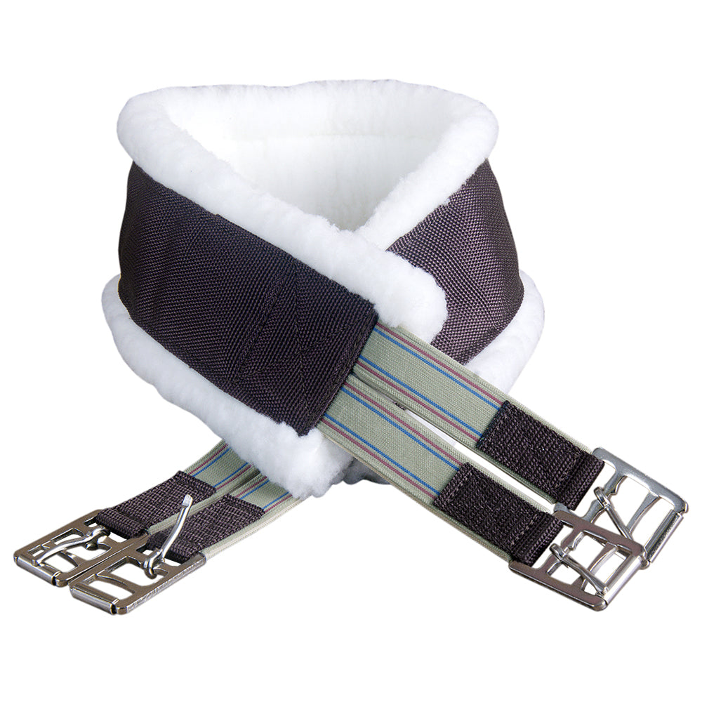 Hilason Horse Saddle Fleece Synthetic Cinch Girth W/ Center D Ring Brown