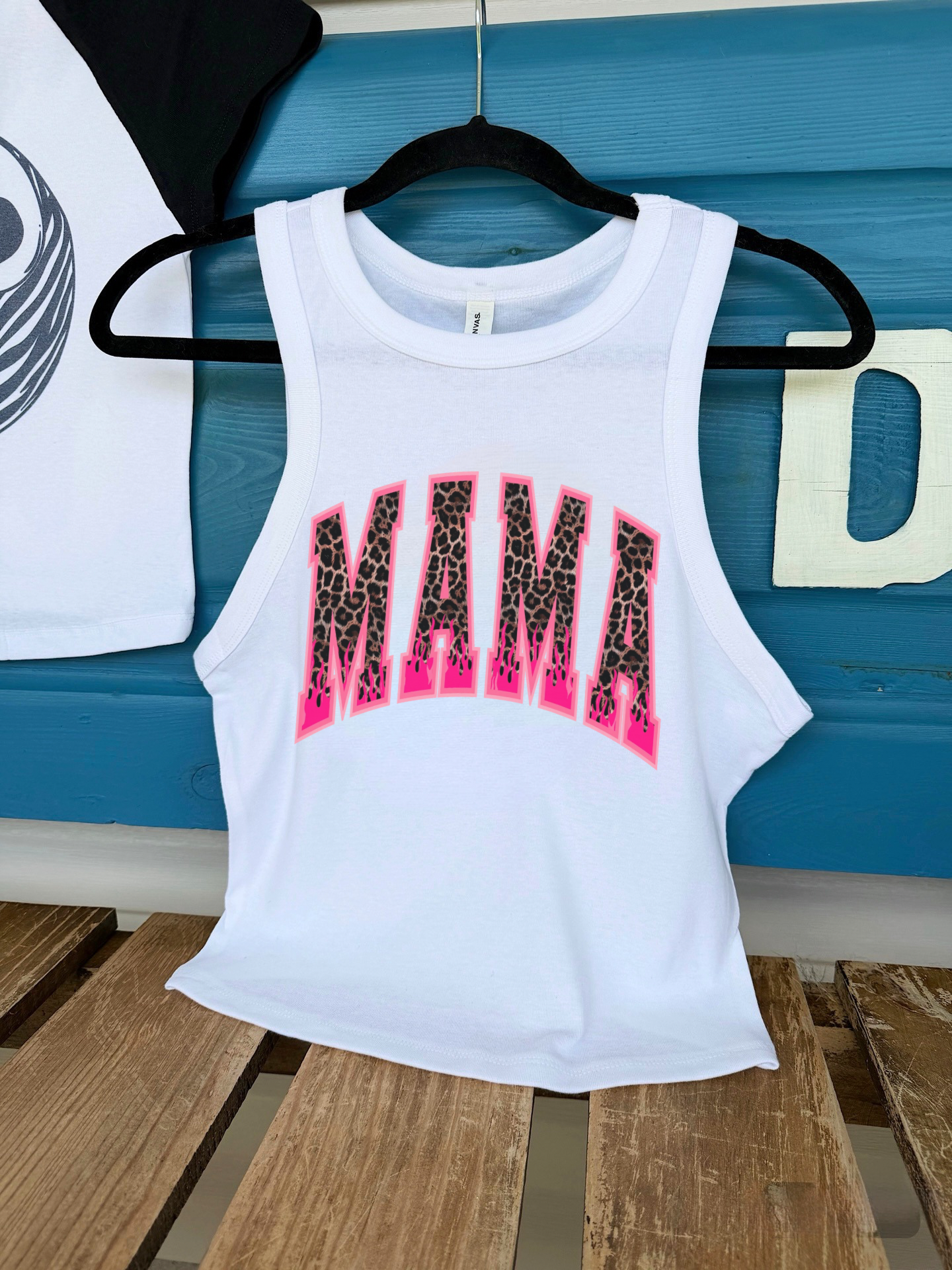 Leopard & Flames Mama Cropped Tank