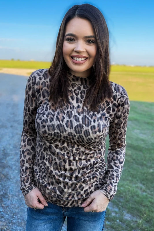 Spotted Wild Along Sleeve top