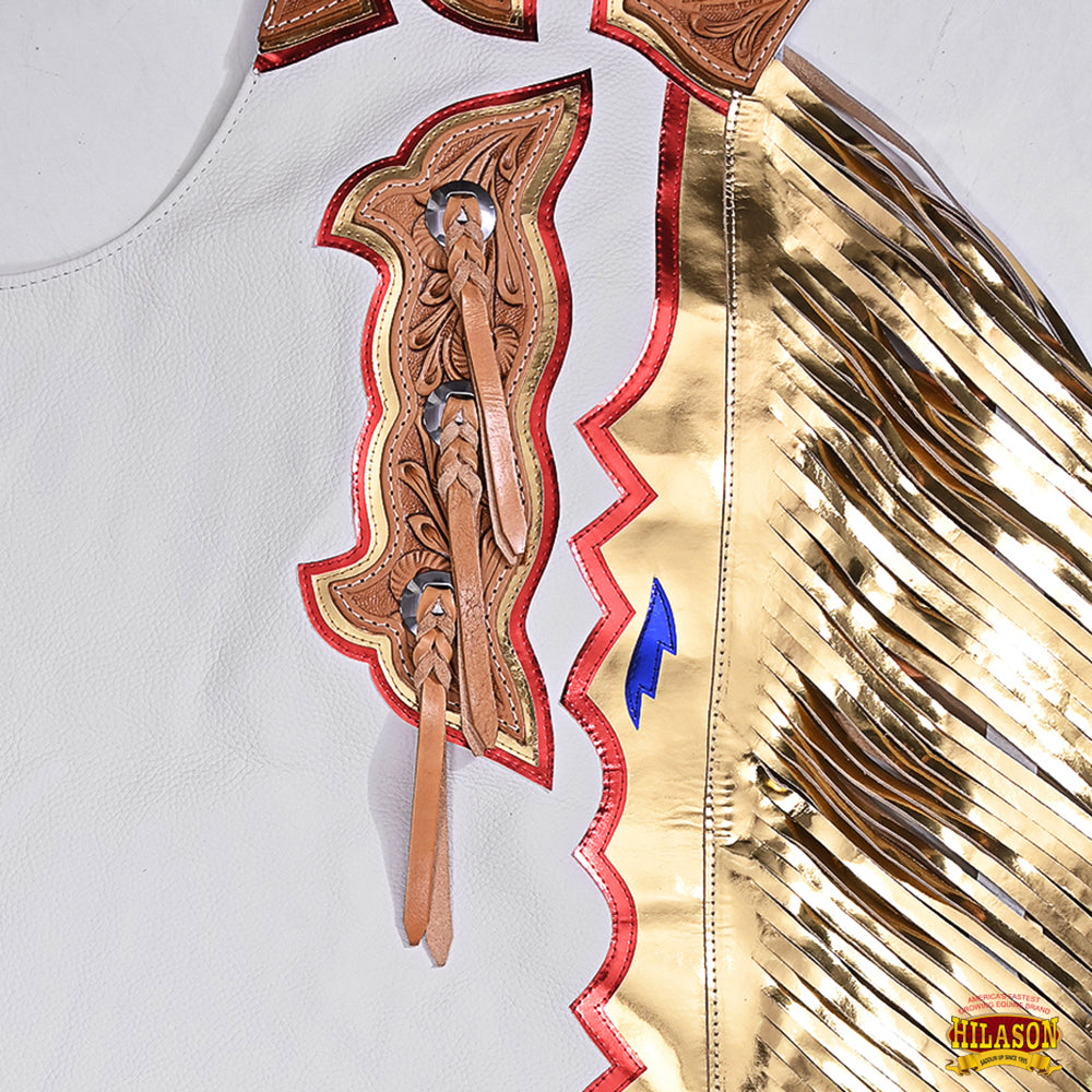 Hilason Handmade Genuine Leather Chaps Adult Handtooled Rodeo Bull Riding