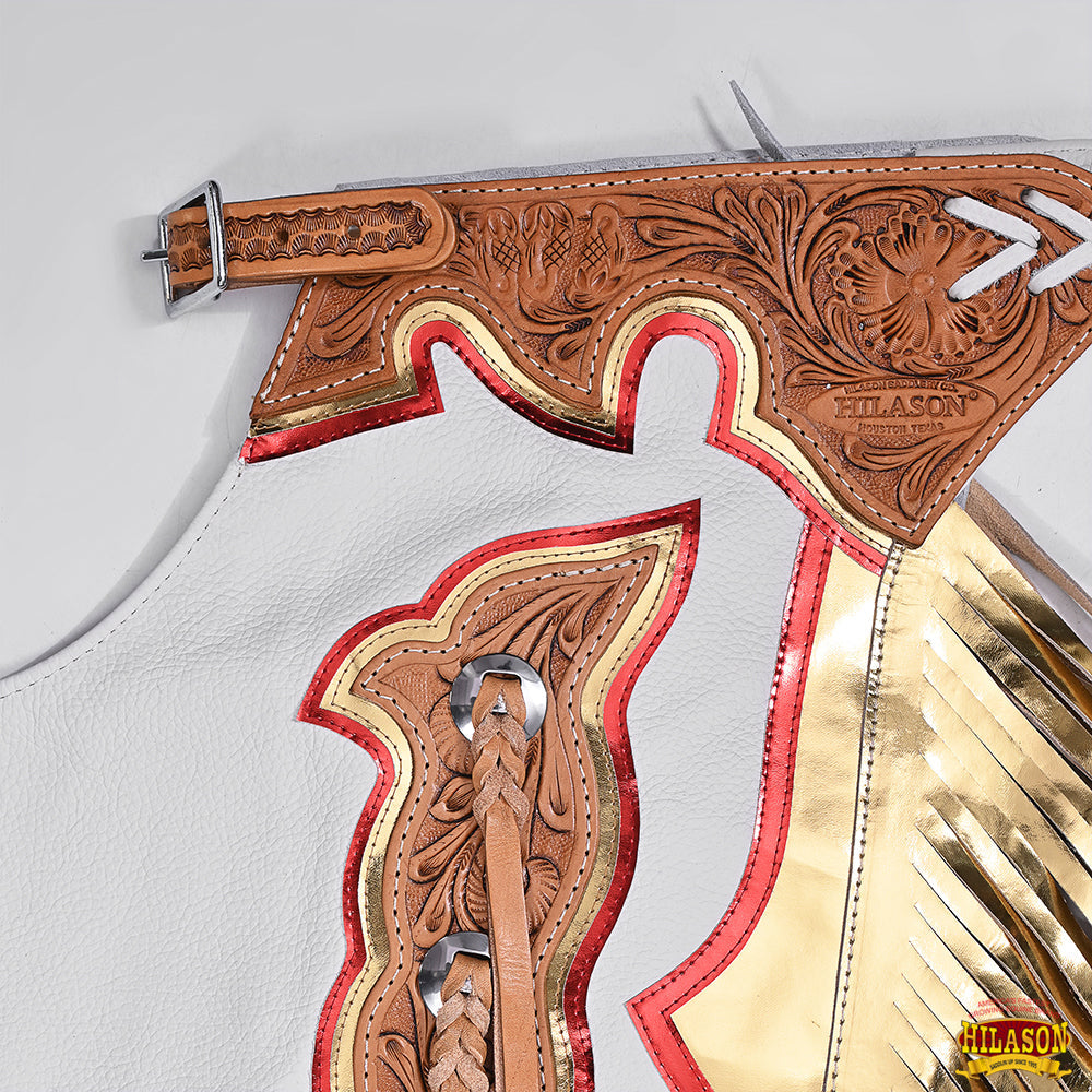 Hilason Handmade Genuine Leather Chaps Adult Handtooled Rodeo Bull Riding