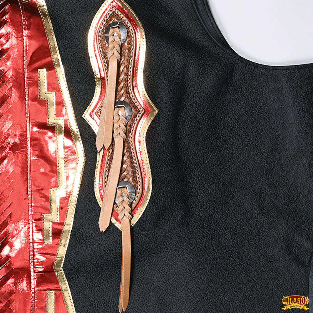 Hilason Handmade Genuine Leather Chaps Adult Handtooled Rodeo Bull Riding