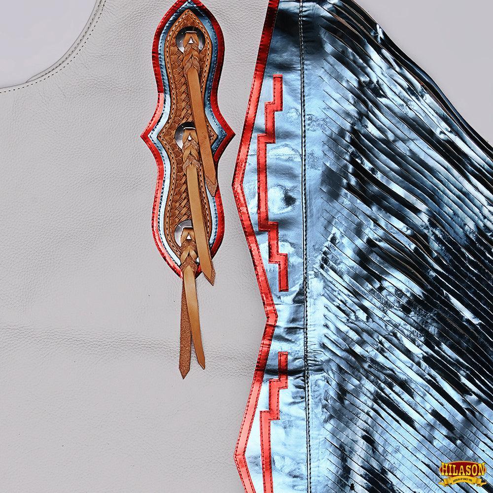Hilason Handmade Genuine Leather Chaps Adult Handtooled Rodeo Bull Riding