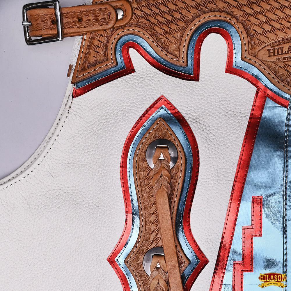 Hilason Handmade Genuine Leather Chaps Adult Handtooled Rodeo Bull Riding