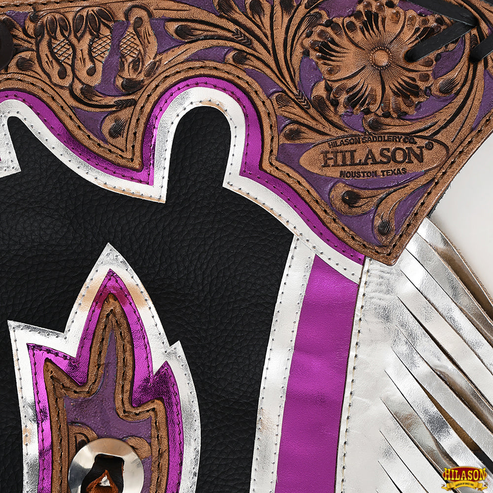 Hilason Handmade Genuine Leather Chaps Adult Handtooled Rodeo Bull Riding