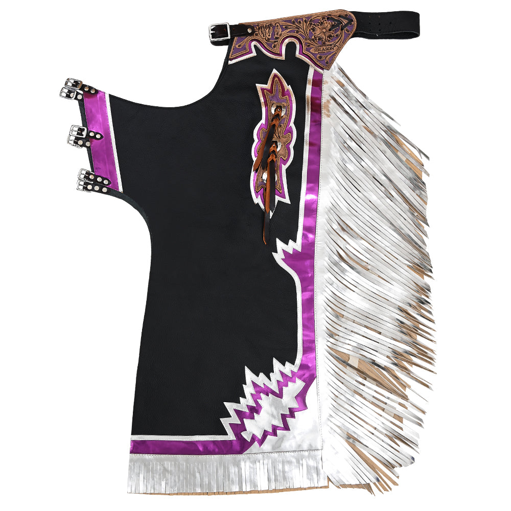 Hilason Handmade Genuine Leather Chaps Adult Handtooled Rodeo Bull Riding