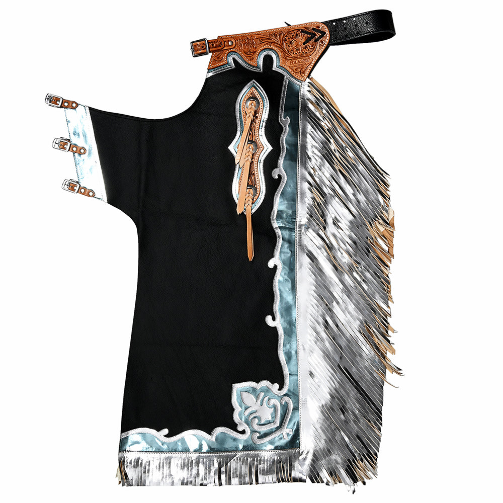 Hilason Handmade Genuine Leather Chaps Adult Handtooled Rodeo Bull Riding