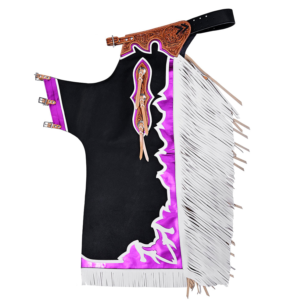 Hilason Handmade Genuine Leather Chaps Adult Handtooled Rodeo Bull Riding