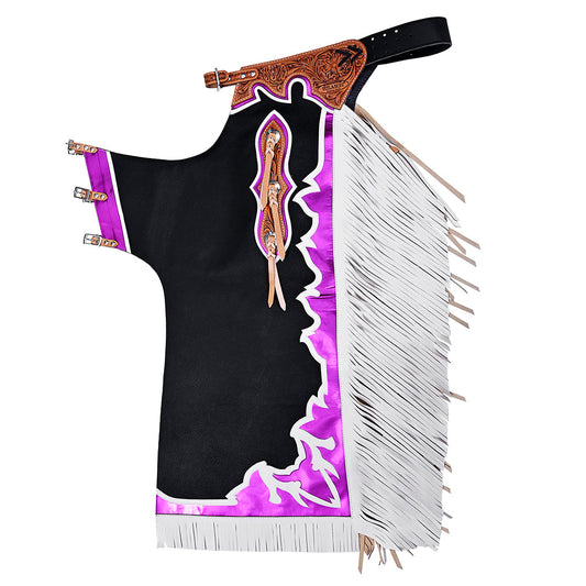 Hilason Handmade Genuine Leather Chaps Adult Handtooled Rodeo Bull Riding