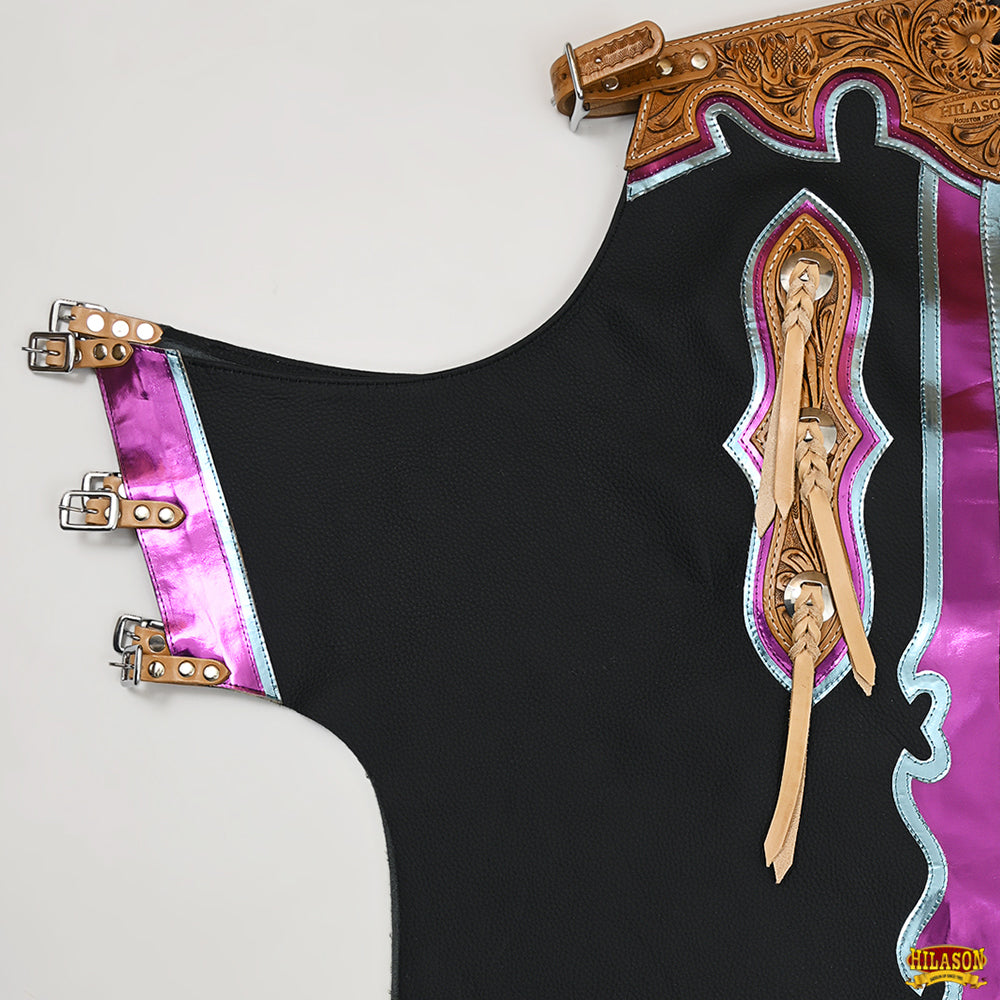 Hilason Handmade Genuine Leather Chaps Adult Handtooled Rodeo Bull Riding