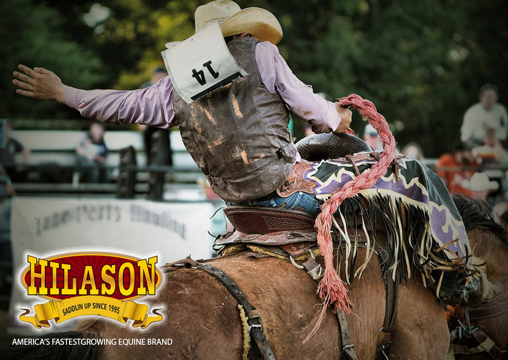 Hilason Pro Rodeo Bronc Bull-Riding Show Genuine Leather Chaps - White