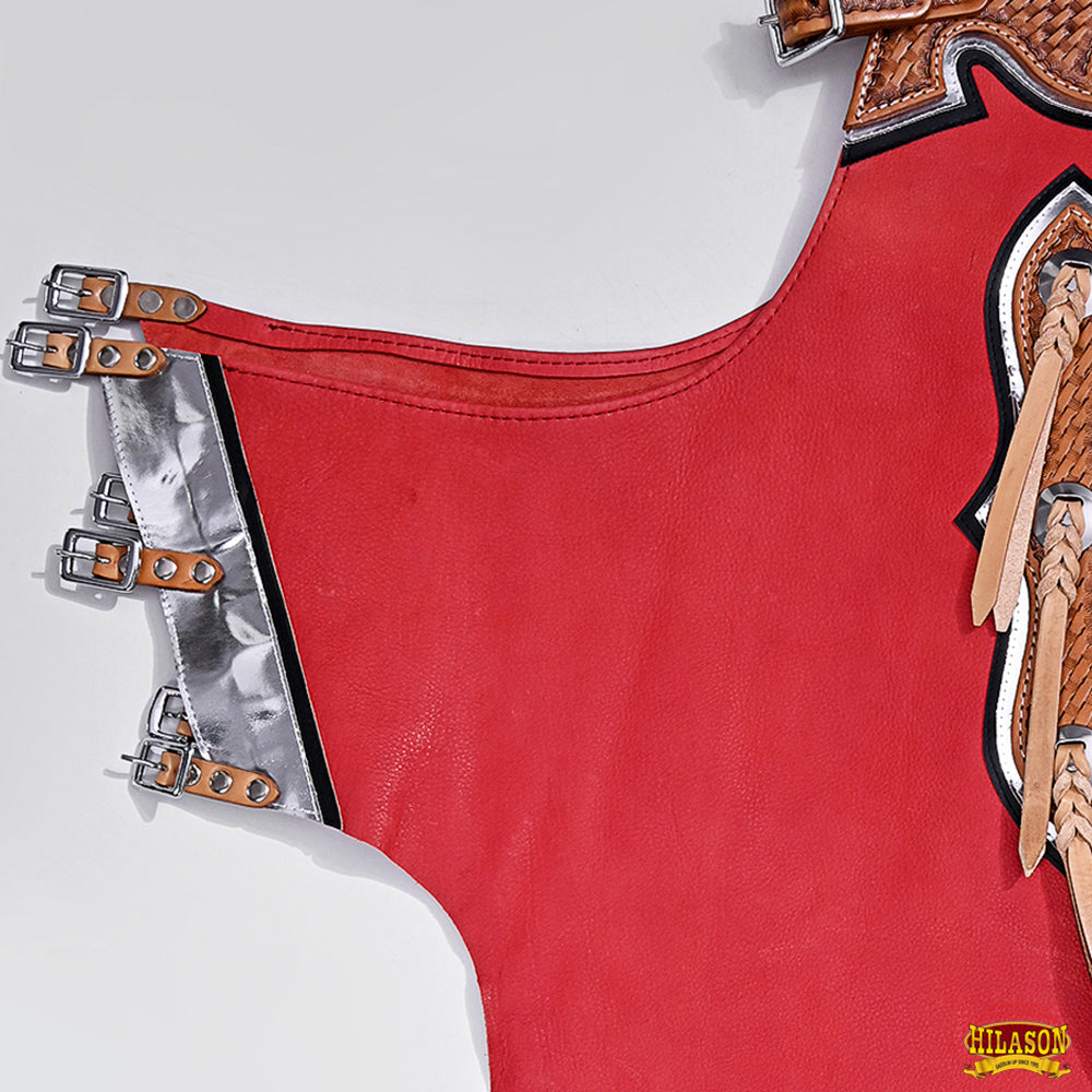 Hilason Handmade Genuine Leather Chaps Adult Handtooled Rodeo Bull Riding