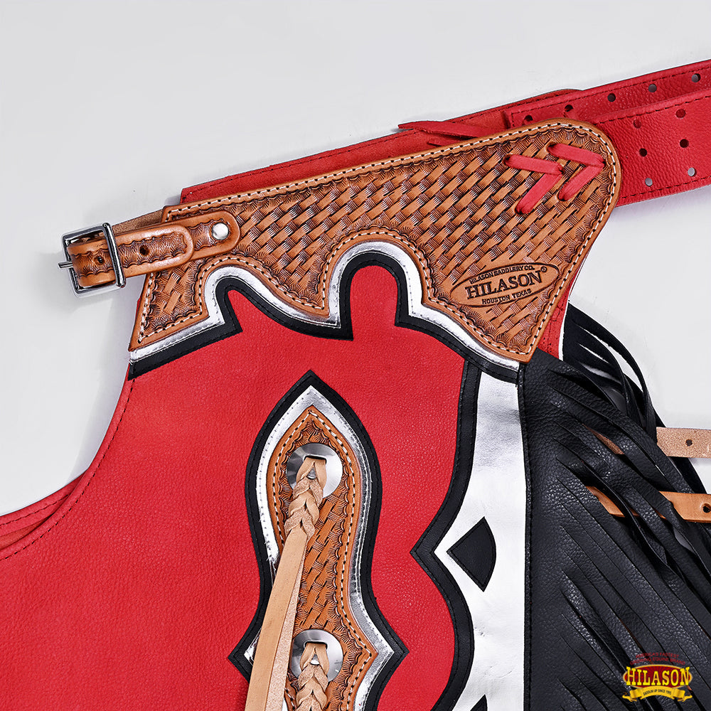 Hilason Handmade Genuine Leather Chaps Adult Handtooled Rodeo Bull Riding