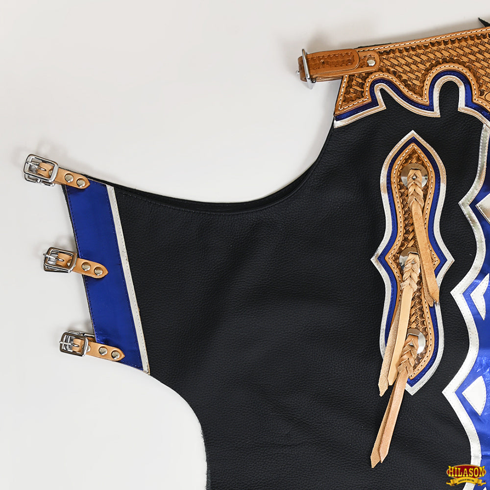 Hilason Handmade Genuine Leather Chaps Adult Handtooled Rodeo Bull Riding