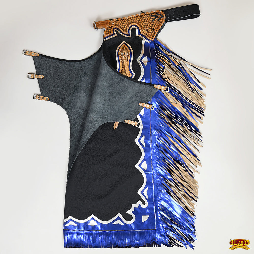 Hilason Handmade Genuine Leather Chaps Adult Handtooled Rodeo Bull Riding