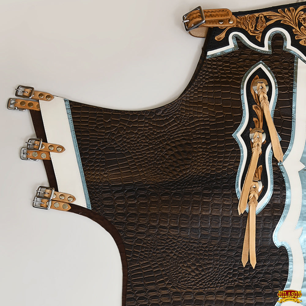 Hilason Handmade Genuine Leather Chaps Adult Handtooled Rodeo Bull Riding