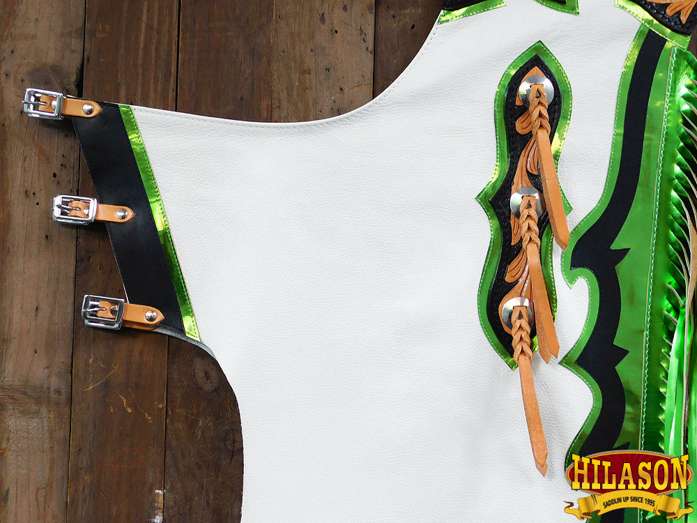 Hilason Handmade Genuine Leather Chaps Adult Handtooled Rodeo Bull Riding