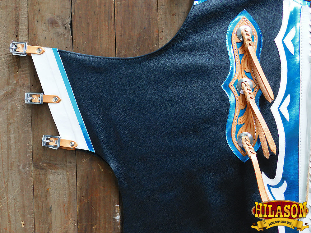 Hilason Handmade Genuine Leather Chaps Adult Handtooled Rodeo Bull Riding