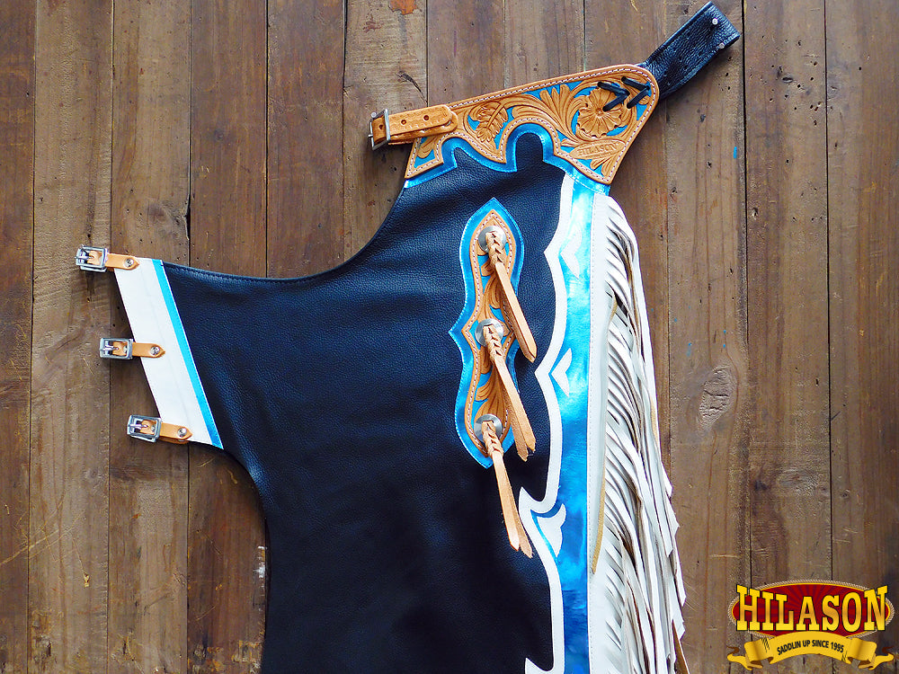 Hilason Handmade Genuine Leather Chaps Adult Handtooled Rodeo Bull Riding