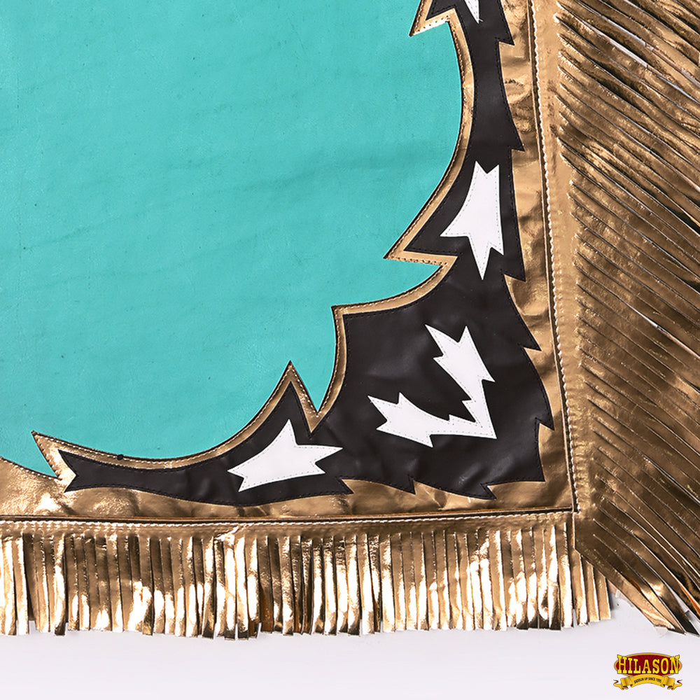 Hilason Pro Rodeo Bull Riding Chaps Genuine Leather Turquoise