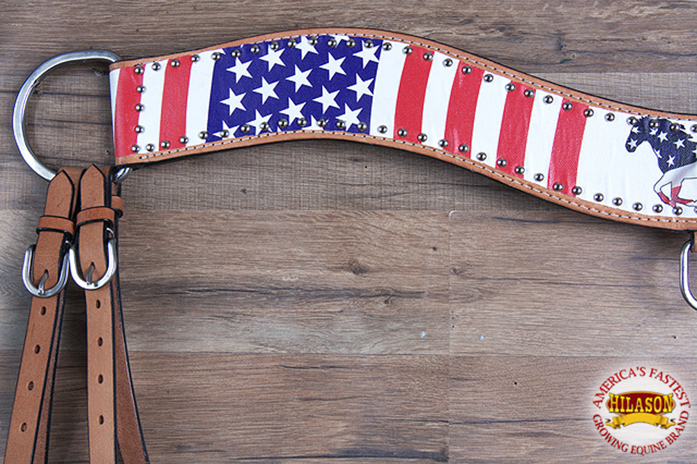 Hilason Western Horse Tripping Breast Collar Us Flag American Leather