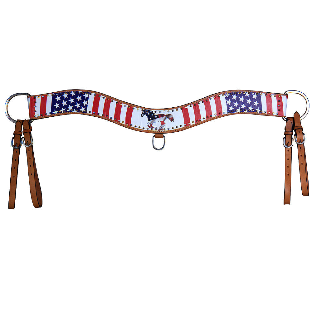 Hilason Western Horse Tripping Breast Collar Us Flag American Leather