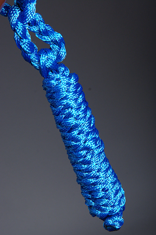 Classic Equine Braided Strong Uv Protect Horse Rope Halter W/ 8' Lead Blue