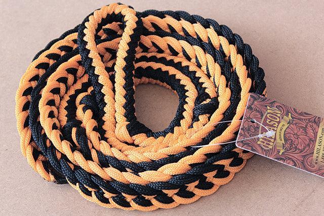 Hilason Braided Poly Barrel Racing Contest Flat Reins 1" X  8Ft Tan Black