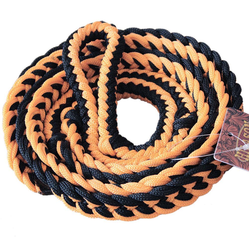 Hilason Braided Poly Barrel Racing Contest Flat Reins 1" X  8Ft Tan Black