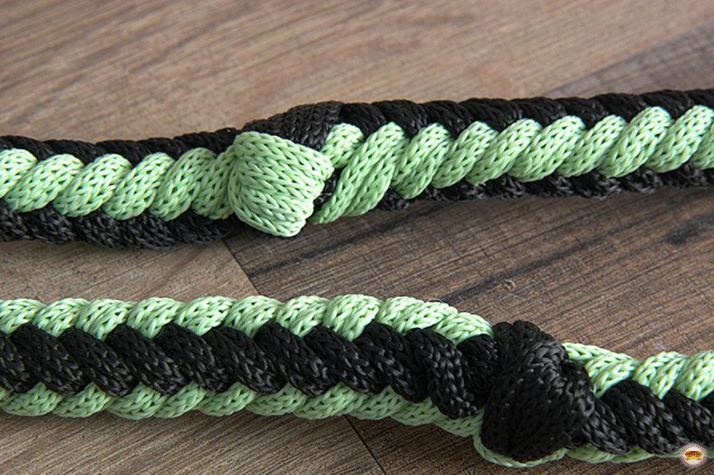 Hilason Braided Poly Barrel Racing Contest Flat Reins 1" X  8Ft Tan Black