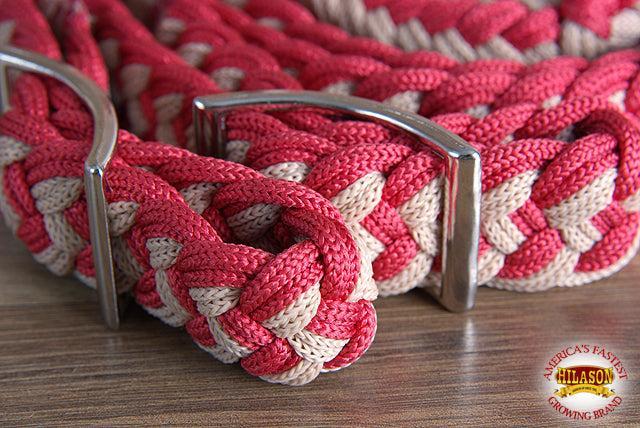 Hilason Braided Poly Barrel Racing Contest Flat Reins 1" X  8Ft Tan Black