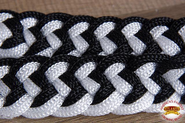 Hilason Braided Poly Barrel Racing Contest Flat Reins 1" X  8Ft Tan Black