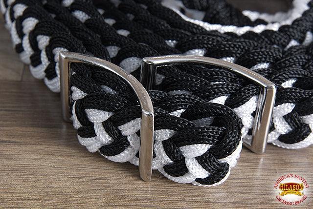 Hilason Braided Poly Barrel Racing Contest Flat Reins 1" X  8Ft Tan Black