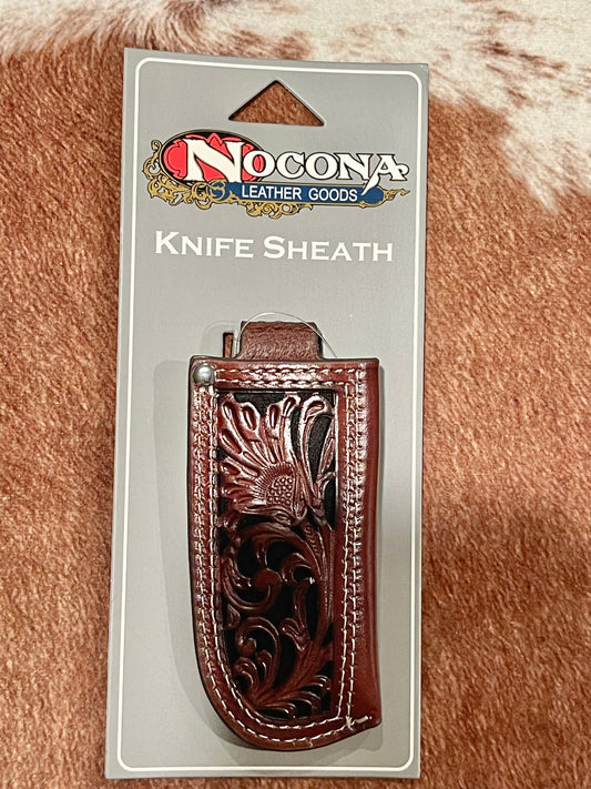 NOCONA FLORAL PIERCED LEATHER BLACK SHEATH