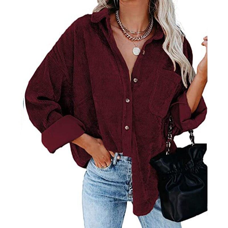 Corduroy Country Chic Shirt – Stylish Single-Breasted Cowgirl Shirt