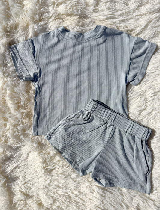 Kids baby blue short set  (FINAL SALE)