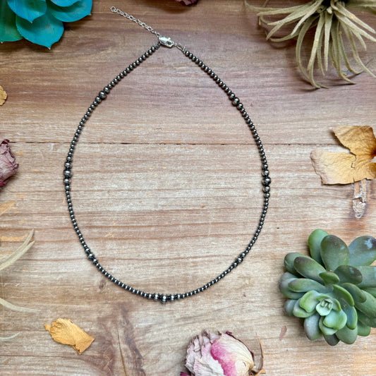 3mm 18 inch Graduated Sterling Silver Pearl Necklace