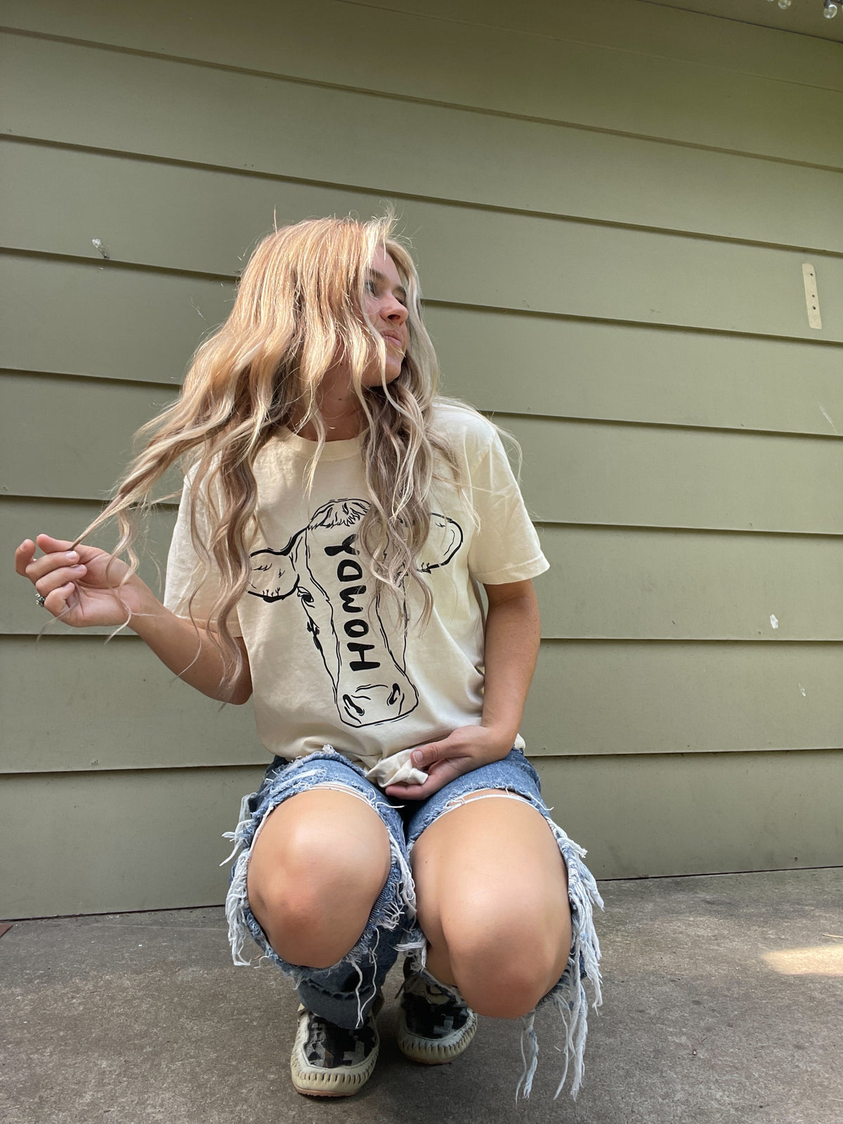 Howdy Cow Tee CC(Cream)