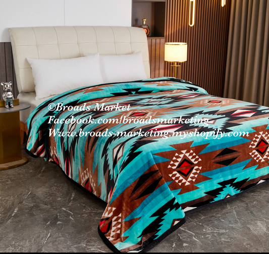 Ina Turquoise Aztec Ziglag Super Plush Blanket