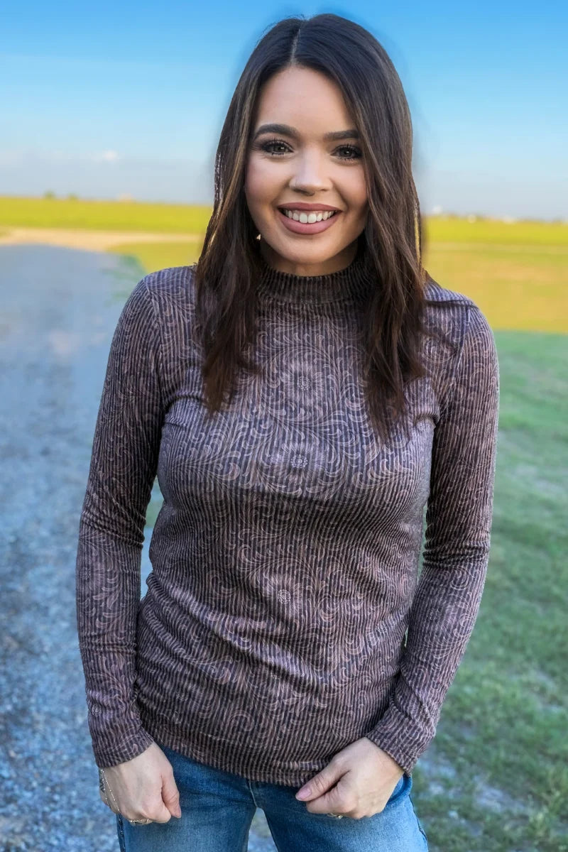 Bronzed bloom long sleeve top