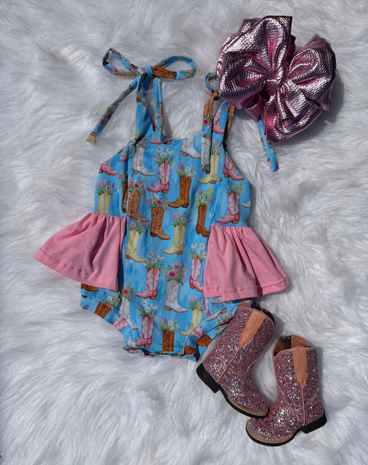 Newborn Coastal Cowgirl ruffle romper  (FINAL SALE)