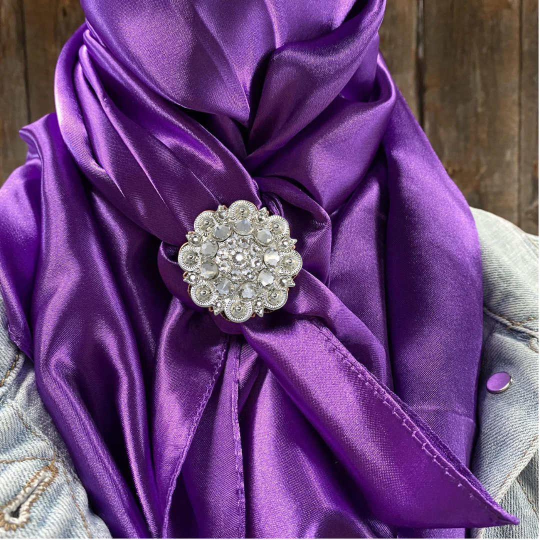 35X35" Solid Purple Wild Rag / Scarf WRS1 - Crystal Concho Wild Rag Slides - Assorted