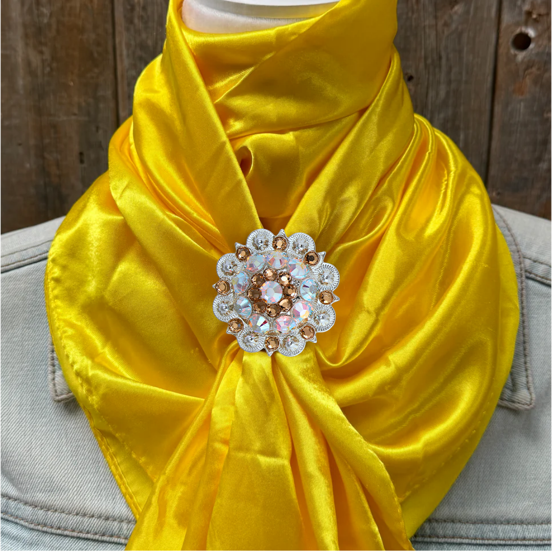 35X35" Solid Yellow Wild Rag / Scarf WRS23 - Crystal Concho Wild Rag Slides - Assorted