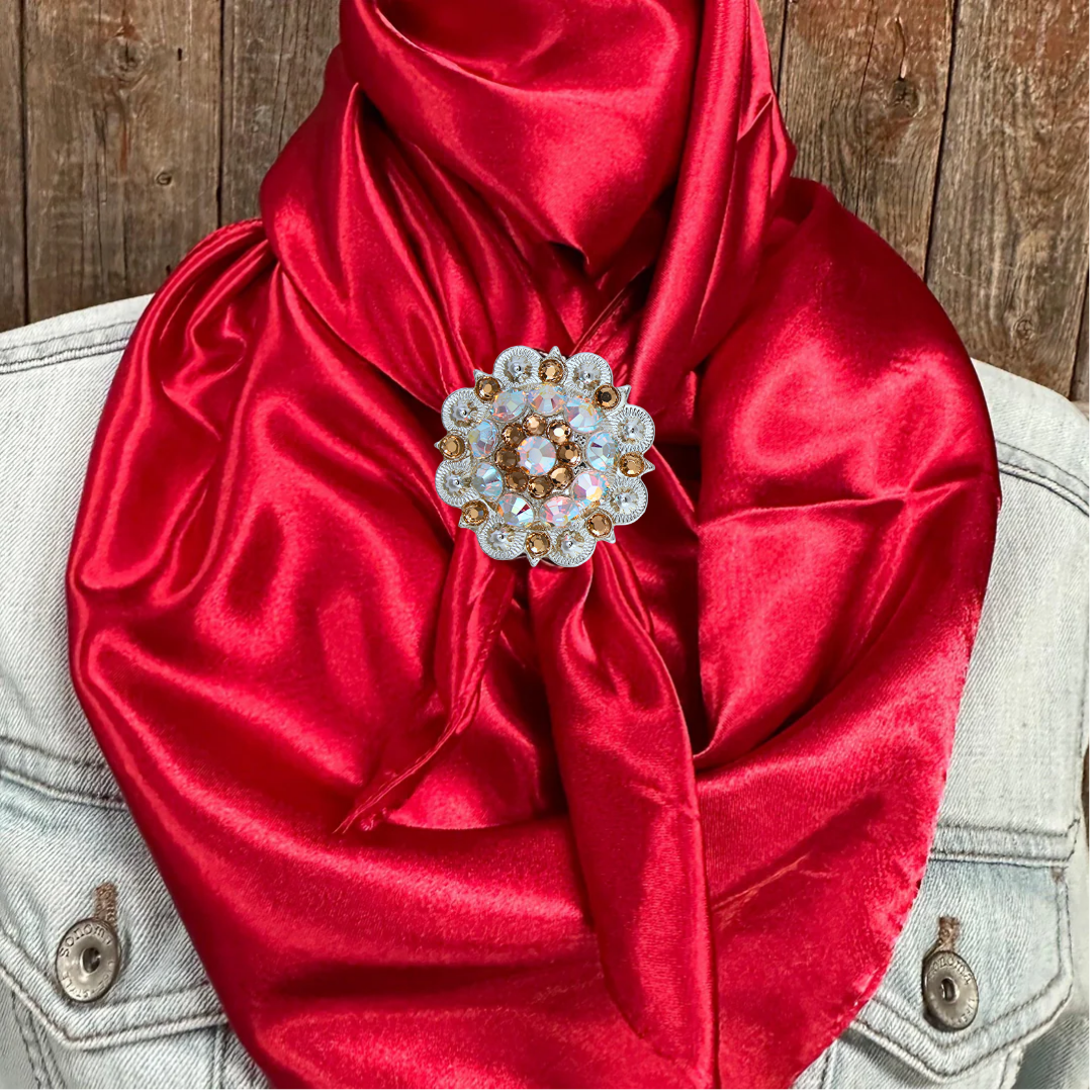 35X35" Solid Electric Red Wild Rag / Scarf WRS10 - Crystal Concho Wild Rag Slides - Assorted