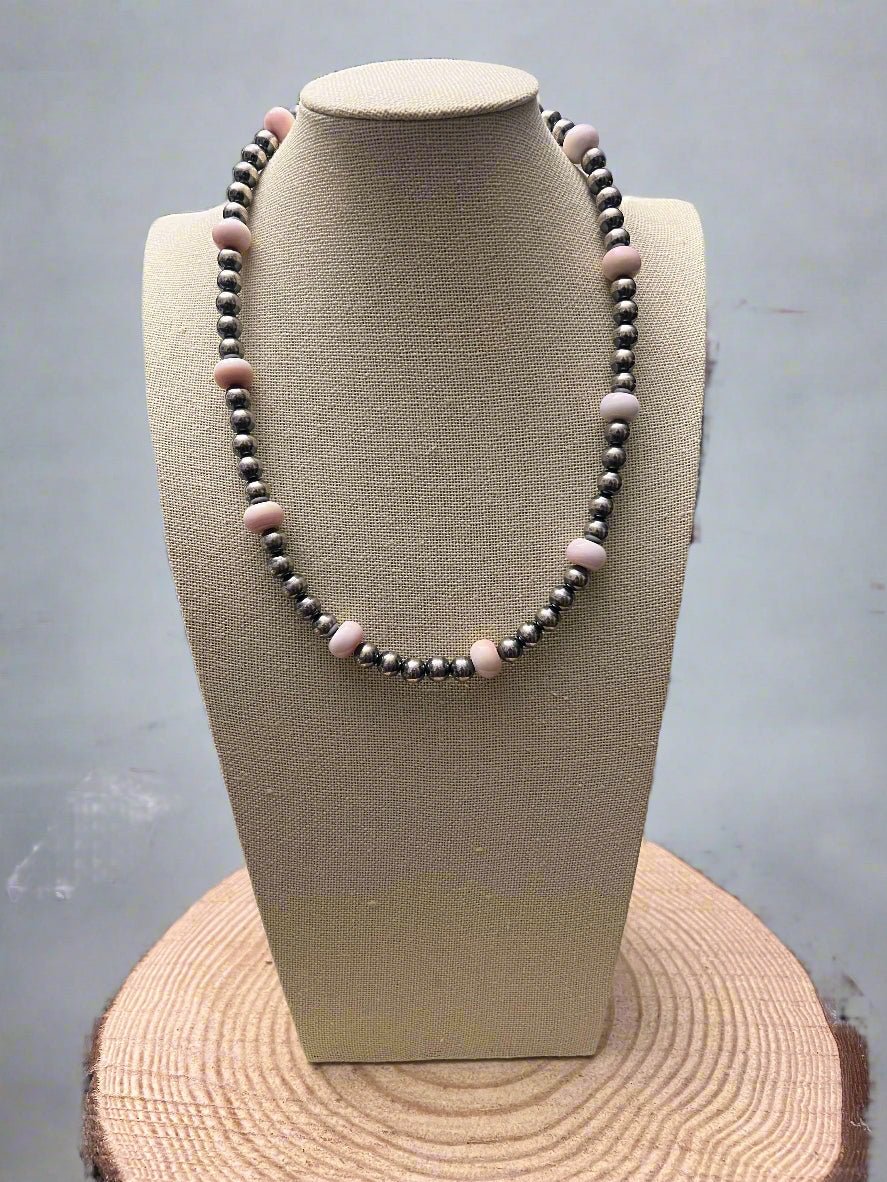 8mm Sterling Pearl and pink conch - 20 inch