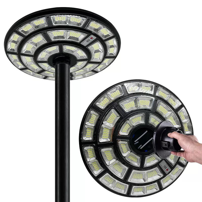 2500W Solar Outdoor Light Round 360° Wide Angle UFO Garden Pole And Wall Street Lights with Remote
