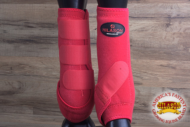 Large Hilason Horse Medicine Sports Boots Rear Hind Leg Red
