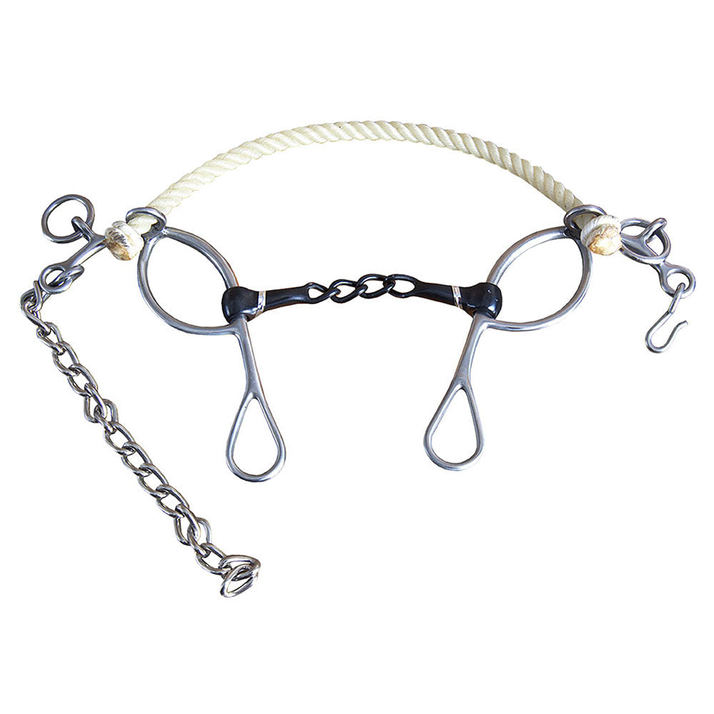 Hilason Western Horse Mouth Stainless Steel Ring Combo Snaffle Hackamore Bit