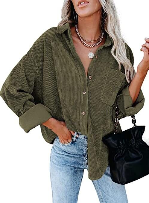 Corduroy Country Chic Shirt – Stylish Single-Breasted Cowgirl Shirt