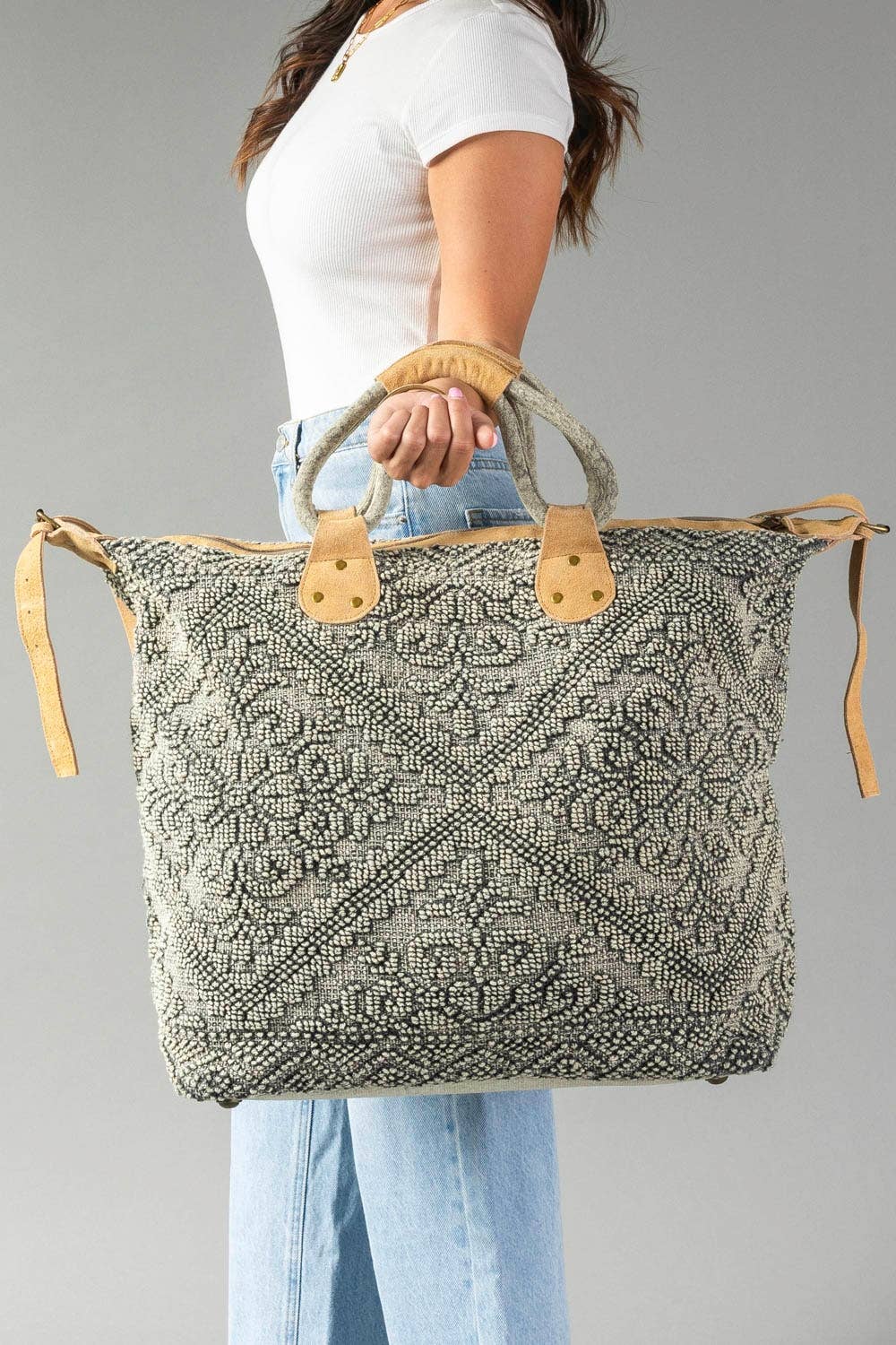 Sage Vintage Inspired Textured Tote